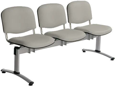 CL - 23, čalouněná lavice do čekárny, 3-sedák, koženka AN - 052 šedá, kostra stříbrná